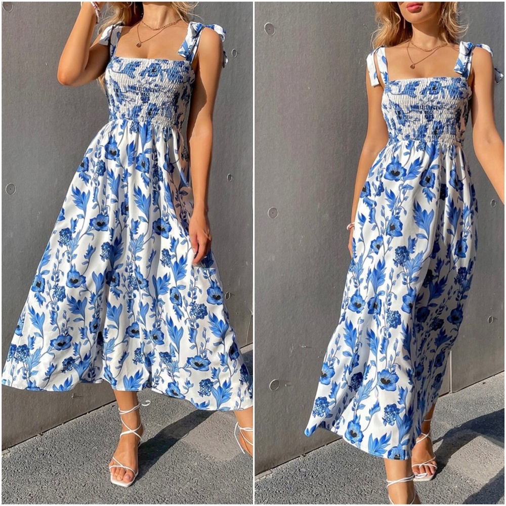 Bohemian Floral print Cottagecore Midi Dress - Picture 7 of 9